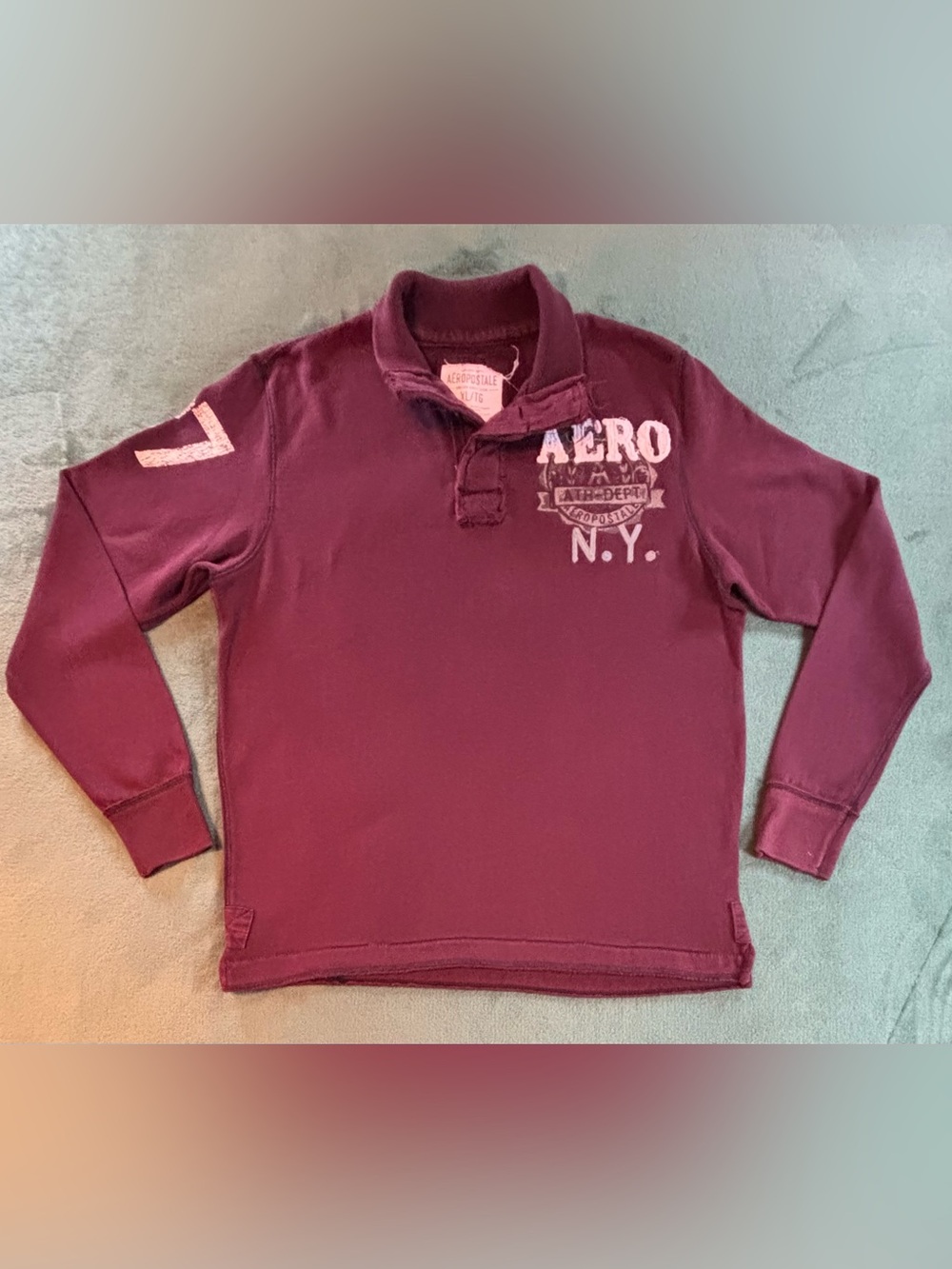 Aeropostale Burgundy Heavy Cotton Qtr. Button Sweater, Size: XL (6587)
